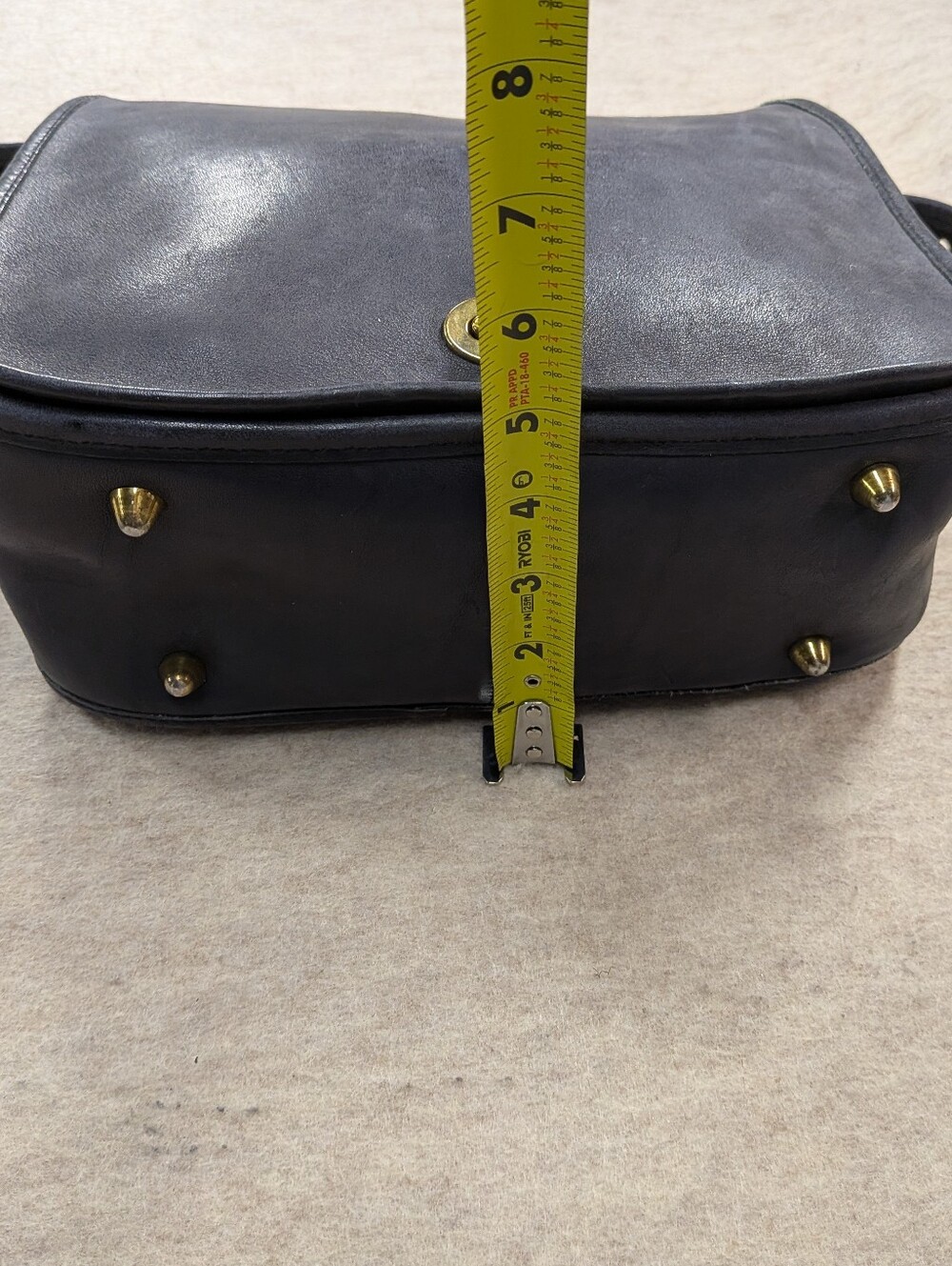 Vintage COACH Stunning Slate Gray Leather Stewardess Messanger Bag Purse Brass - Picture 10 of 14